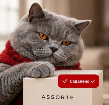 Сорті схвалює товар у фірмовій коробці ASSORTE